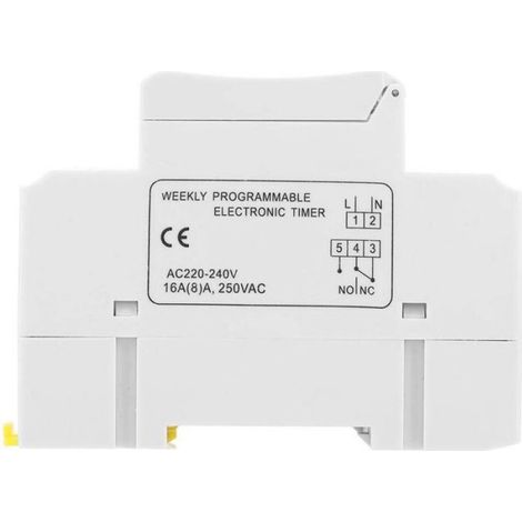 Interrupteur minuterie numérique - - Programmable - 16A - 220-240VAC - Rail DIN - 16 réglages marche/arrêt (1/4)