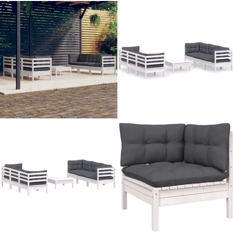Salon de jardin 7 pcs avec coussins anthracite bois de pin - Salon De Jardin - Mobilier De Jardin - Ensemble De Jardin - Meubles De Terrasse - Chaise Longue - Home & Living (1/5)