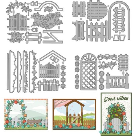 Modèles de Découpe Métal pour Clôture de Jardin Vignes Feillues et Branches Portail de Jardin Arqué Poinçons en Acier au Carbone pour Création de Carte Album Scrapbooking Décor (1/5)