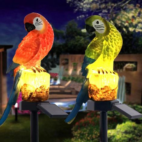 Lampe solaire d'extérieur à encastrer au sol, en forme de perroquet, étanche, pour le camping et la nuit (verte). (1/4)