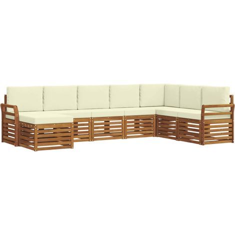 Conjunto de sofás de exterior con cojín 8 pcs Natural y Crema vidaXL (1/5)