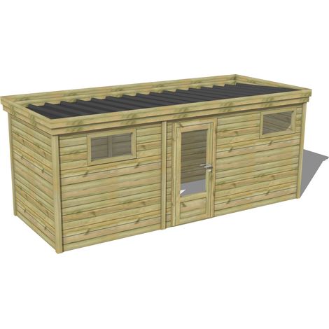 ABRI DE JARDIN bois traité 27mm, 6x2,1m, 13m2