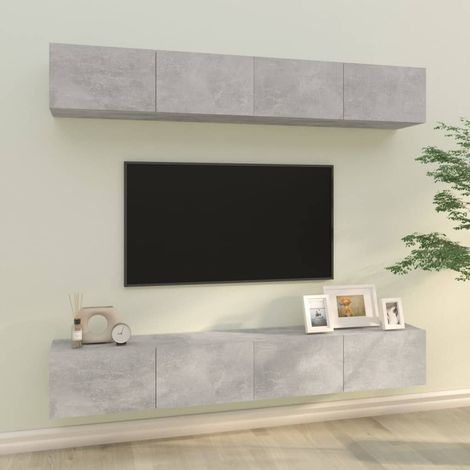 Meubles TV muraux 4 pcs Gris béton 100x30x30 cm (1/5)