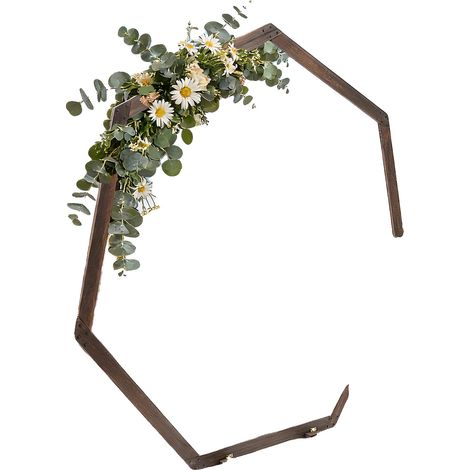 Soporte para bodas, madera natural, longitud 2,24 m, altura 2,19 m, capacidad de carga 5 kg, diseño heptágono decorativo. (1/5)