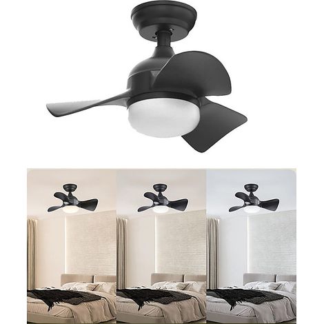 Mini ventilateur de plafond portable avec télécommande et lumière, 30W/3000K-6500K à intensité variable, noir (1/5)