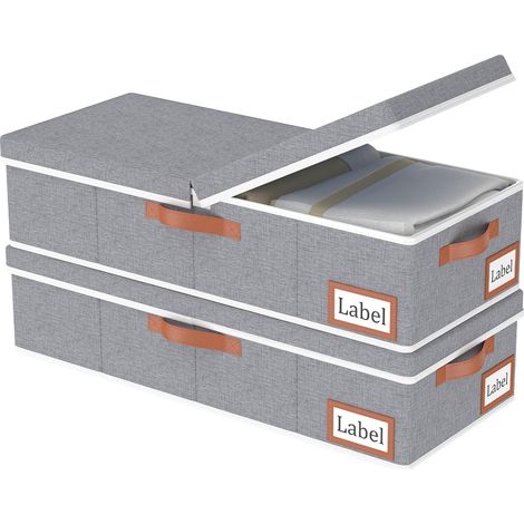 27L Boite Rangement Sous Lit,Lot de 2 Rangement Vetement,Gris (1/5)