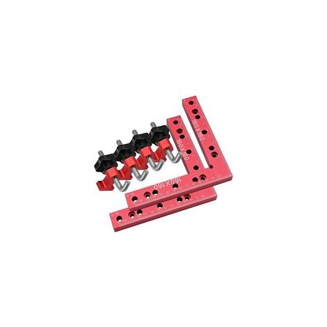 Équerre De Serrage 90 Degrés Aluminium 160x160mm Avec 2 Pinces Et 4 Vis, Support Positionnement L Pour Menuiserie (1/4)