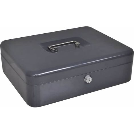 Geldbox mit Schloss Dunkelgrau 30 x 24 x 9 cm Stahl