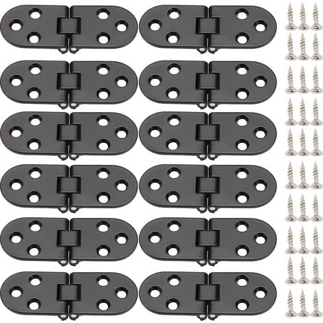 Lot de 12 charnières pliables en alliage de zinc à 80 degrés pour table pliante, armoire, porte de placard, meubles (noir) (1/5)