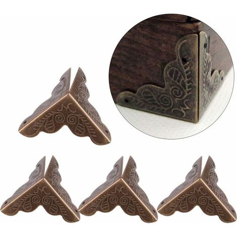 12pcs Corner Decorative Protectors for Metal Box Jewelry Gift Case, Desk Edge Safety Bumpers Iron Edge Cover Guard(Bronze) (1/5)