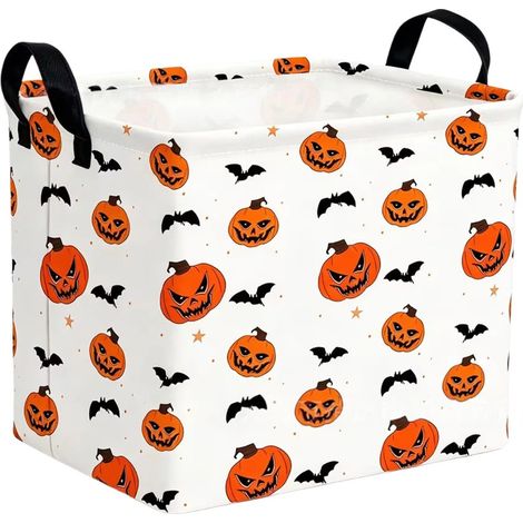 Panier de rangement fantôme d'Halloween, panier à linge pliable avec poignées, coffre à jouets pour chambre d'enfant, décoration intérieure 17-45 x 30 x 28 cm