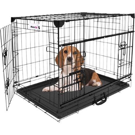 MaxxPet Banco para Perros con Puerta Corredera - Jaula para Perros - Jaula para Gatos - Banco de Transporte - Jaula Perro Grande - 61x46x53cm (1/5)