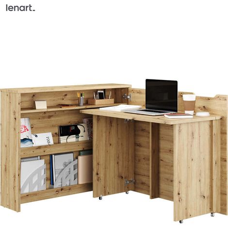 Lenart Work Concept CW-01P escritorio extensible con estantes - derecha - tablero de 100 cm en roble artesanal