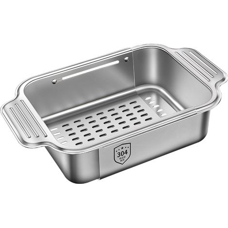 Égouttoir à vaisselle extensible en acier inoxydable, panier d'égouttage, égouttoir à vaisselle portable, porte-couverts-AquaForge (1/5)