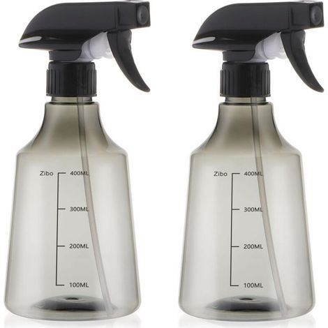 Set mit 2 Wasserflaschen mit Feinsprühkopf und Pflanzenmotiven, grau (1/4)
