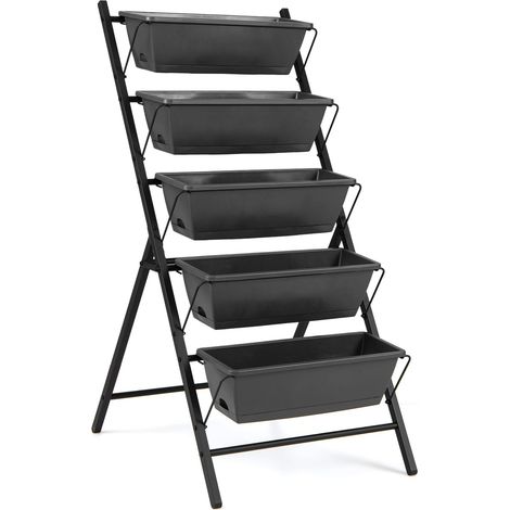 Jardinière surélevée à 5 Niveaux, 57 x 71 x 115 cm, jardinière Verticale avec 5 Niveaux et Trous de Drainage, jardinière Verticale autoportante, escalier de Plantation pour légumes, Herbes (1/5)