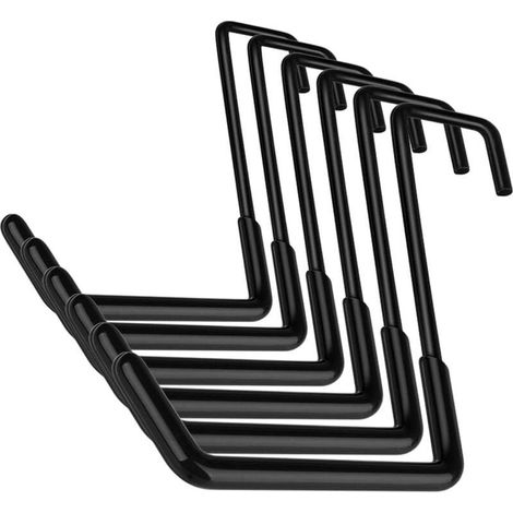 Lot de 6 crochets en S pour garage - Robuste - Double crochet mural - Outils électriques - Pour bricolage - Organisation de garage (noir) (1/5)
