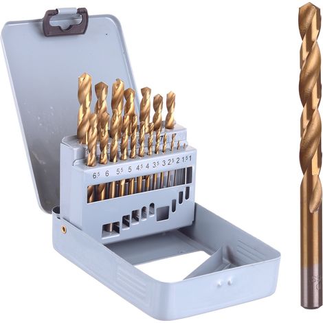 HSS-Titan-Metallbohrer-Set, 19-teilig, 1-10 mm Stahlkassette (1/4)