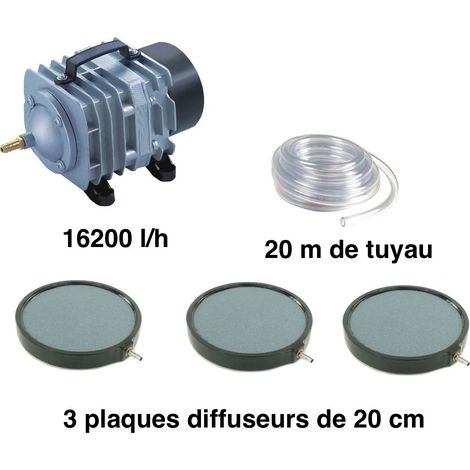Set aération bassin de jardin 3 disques 20 cm de 30000 à 50000 litres (1/5)