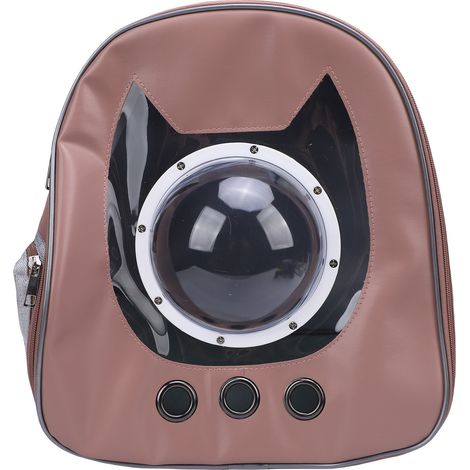 Sac à dos de transport pour chat, grand espace, fenêtre transparente, respirant, Portable, voyage pour Camping en plein air, randonnée, marron (1/5)