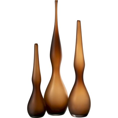 Set de 3 vases courbes en verre marron - marron (1/3)