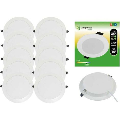 Lot de 10 spots encastrables LED 7W – Blanc froid 6000K – Panneaux extra-plats pour bureaux et magasins – Installation facile avec ressorts (1/4)