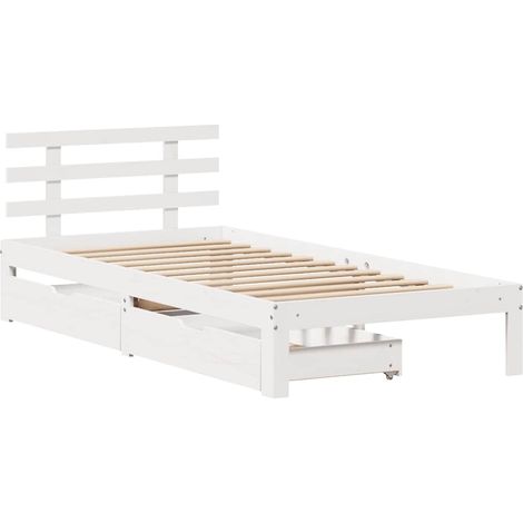 vidaXL Cadre de lit avec tiroirs sans matelas blanc 90x190 cm (1/5)