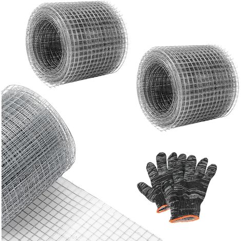 2 Rolls Rodent Wire Mesh Comes with Gloves, Galvanised Fine Mesh 10 cm x 6 m, Rigid Protective Fence, Versatile Chicken Fence, Anti Mouse Barrier, Anti Rat for Garden and Home (1/5)