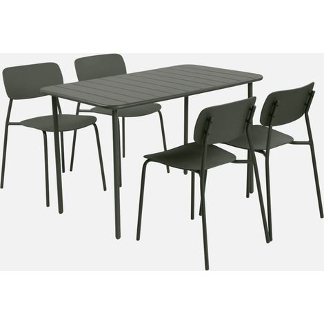 Mesa de jardín de metal con 4 sillas