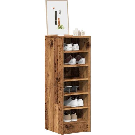 vidaXL Armoire à chaussures vieux bois 32x35x92 cm bois d'ingénierie