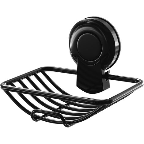 Showerdrape Suctionloc Black Steel Suction Wall Mounted Soap Basket (1/5)