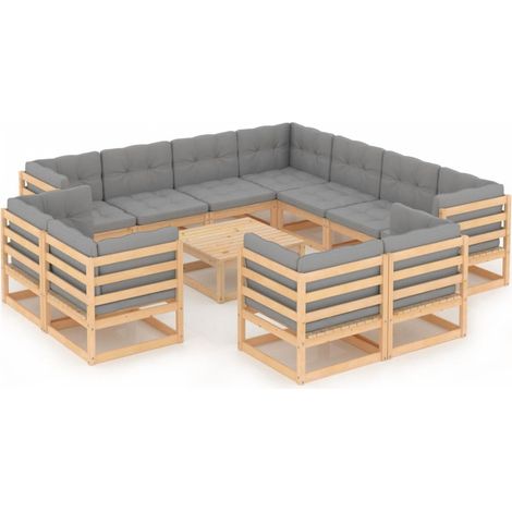Maison Exclusive - Set Divani Giardino 12 pz con Cuscini in Legno Massello di Pino (1/5)