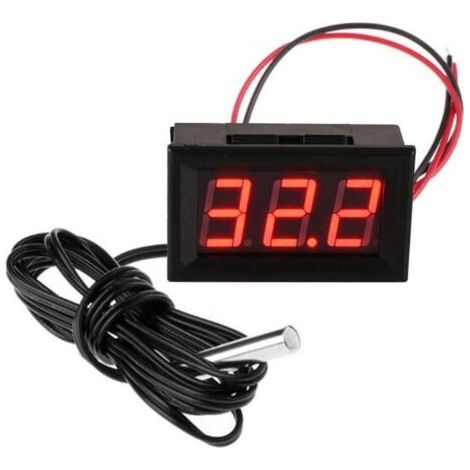 Termómetro digital mini de 12 V con sonda impermeable, color rojo. (1/5)