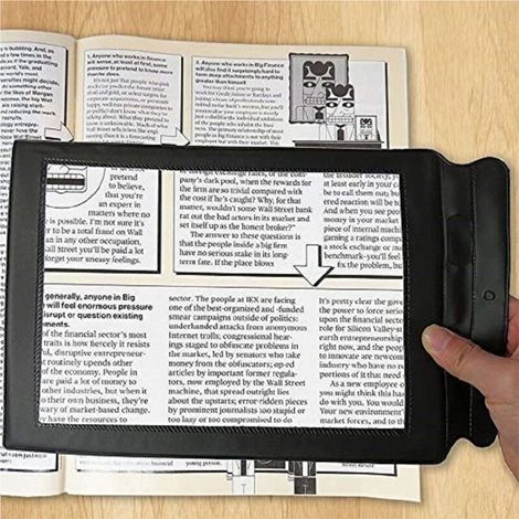 Loupe de lecture pleine page A4 3X aide à la lecture portable rectangulaire en plastique pour personnes âgées, basse vision, lecture de livres et de pages-- (1/5)