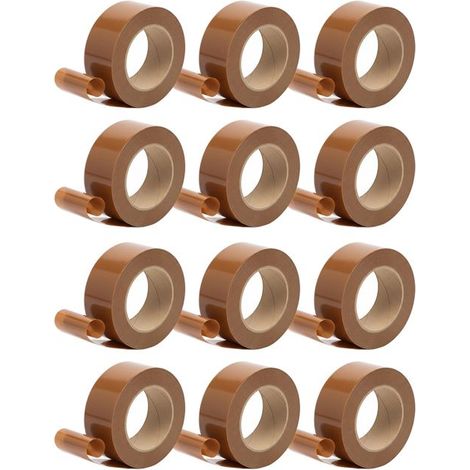 Ruban adhésif d'emballage - JUANIO - Lot de 12 - Marron - 100 m x 4,8 cm - Adhésion forte (1/4)