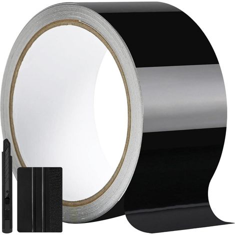 Glänzende schwarze Autofolie 5cm x 900cm mit Werkzeug-Kit (1/5)