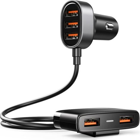 Chargeur de voiture multiport 24 V Max 5, adaptateur de chargeur de voiture, ports USB A et Type-C, détection de tension, allume-cigare multiple USB et câbles de siège arrière