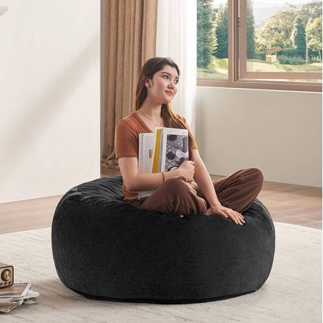 Fauteuil pouf 4FT convertible, pliable, noir OKMYHOME (1/4)