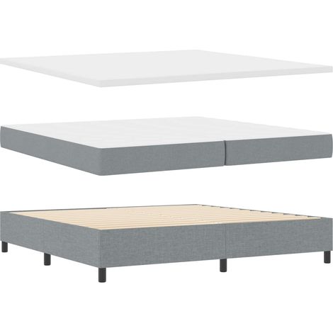 vidaXL Lit à ressorts avec bandes LED Gris clair 200 x 200 cm tissu (1/5)