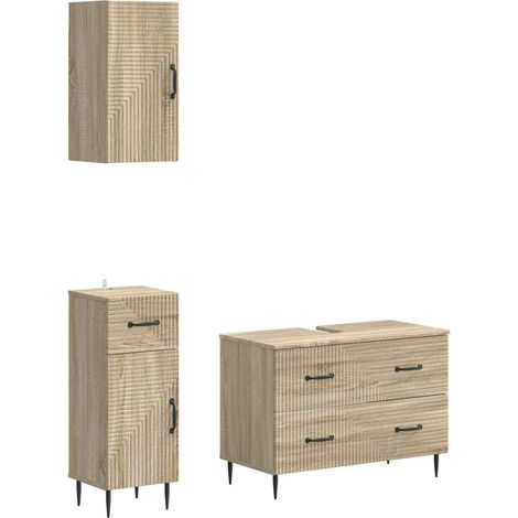 Maison Exclusive - Set di armadietti da bagno in 3 pezzi HAARLEM Rovere Sonoma (1/5)