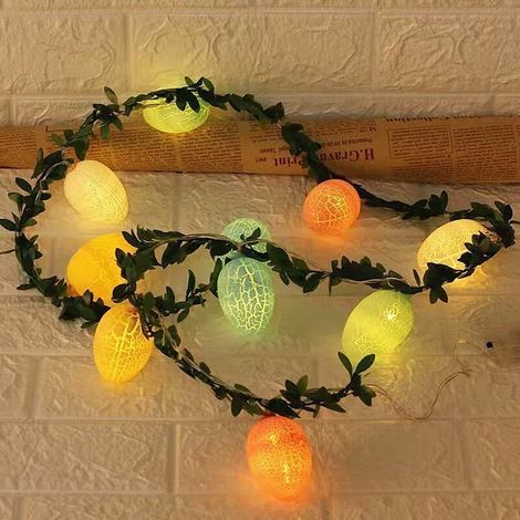 Guirnalda de luces de Pascua - Con 10 LED - Para huevos de Pascua, bodas, cumpleaños - Blanco cálido (pegamento) (1/5)