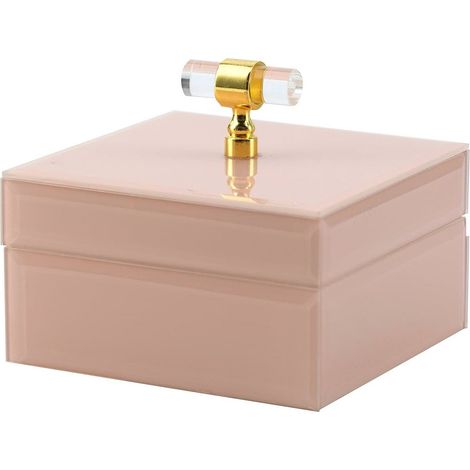 Boîte de rangement élégante en verre - Beige doux (1/2)