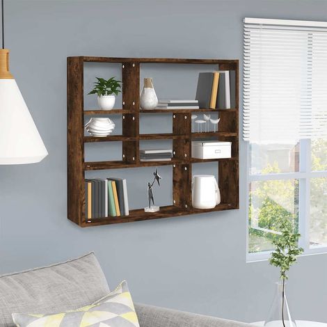 vidaXL Mensola a Muro Rovere Fumo 90x16x78 cm in Legno