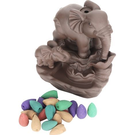 Brûleur d'Encens à Contre-Courant en Forme d'Éléphant, Décoration Cascade d'Aromathérapie (1/5)
