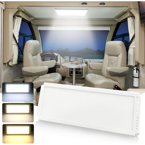 Luz LED para interior de coche MERTTURM de 12 V, barra de techo superbrillante de 42 x 17 cm con 156 LED, 1500 LM regulable con interruptor, 3 temperaturas de color (2700-6500 K) para camión, barco, f (1/5)