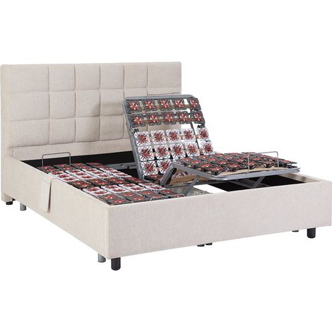 Vente-Unique – Sommier électrique de relaxation 2x70x190 cm – Tissu 100% polyester – Technologie tout plots – Charge max 350 kg – 2 télécommandes