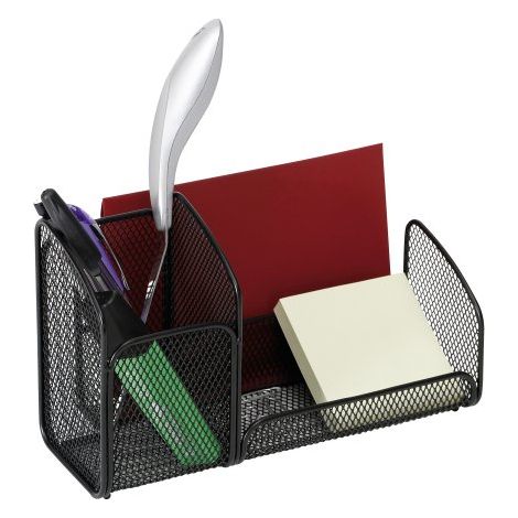 Organiseur de bureau MESHTRI 3 compartiments - métal - noir