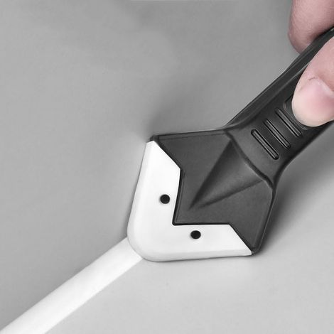 CCYKXA 1 set of silicone caulking tools with stainless steel head, 3-in-1 scraper for shower, bathtub, window, tile, and shower joints, black