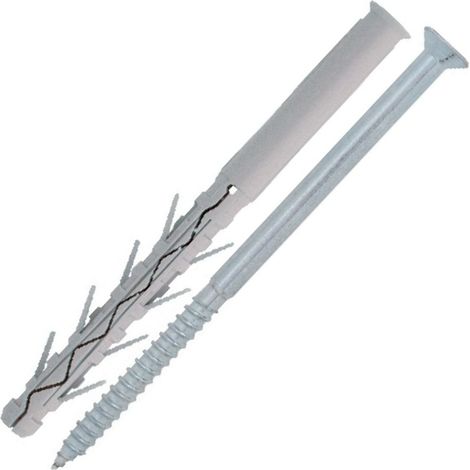 Cheville Longue Nylon 8X100 + Vis Tête fraisée TORX Acier zingué-5 pièces