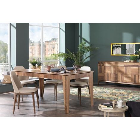 Comedor completo BERRAK con 4 sillas, nogal